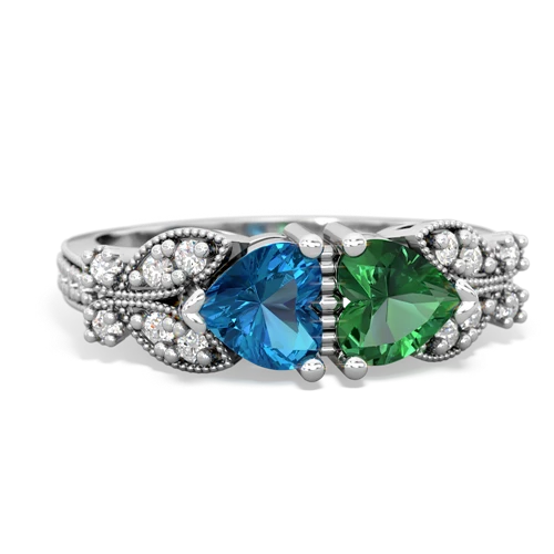 london topaz-lab emerald keepsake butterfly ring