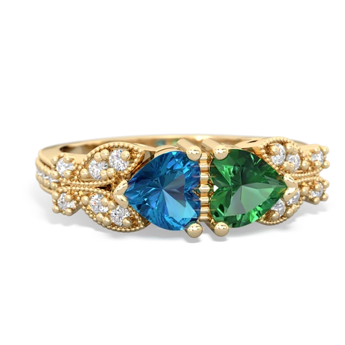 london topaz-lab emerald keepsake butterfly ring