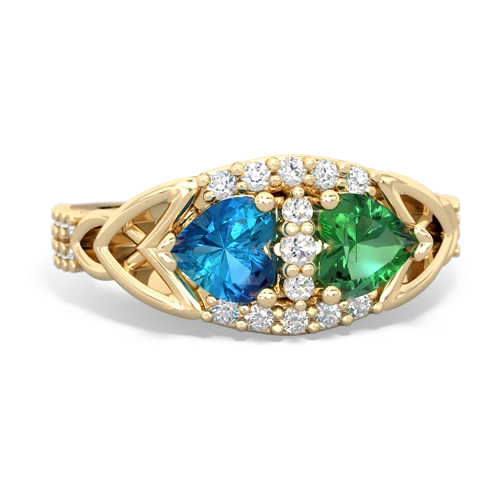 london topaz-lab emerald keepsake engagement ring