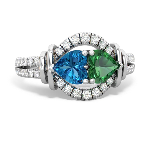 london topaz-lab emerald pave keepsake ring