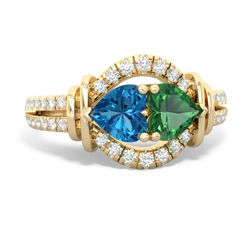 london topaz-lab emerald pave keepsake ring