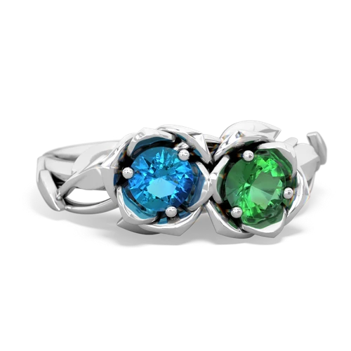 london topaz-lab emerald roses ring