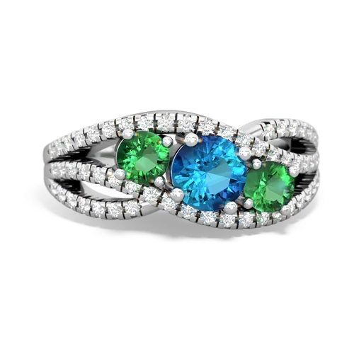 london topaz-lab emerald three stone pave ring