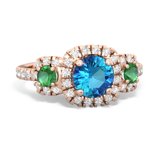 London Topaz Genuine London Blue Topaz with Lab Created Emerald and Genuine Black Onyx Regal Halo ring Ring