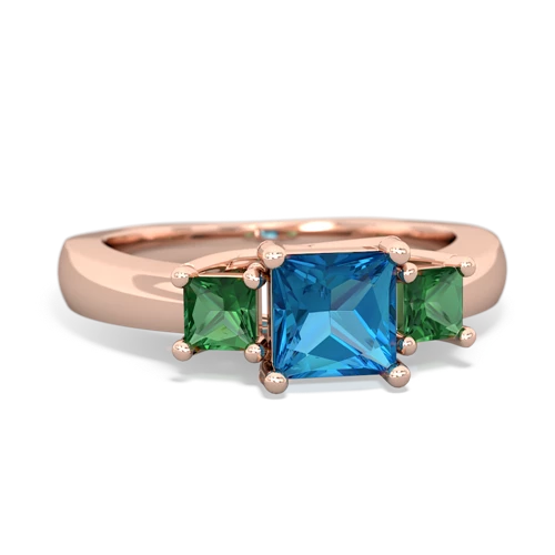 London Topaz Genuine London Blue Topaz with Lab Created Emerald and Genuine Black Onyx Three Stone Trellis ring Ring