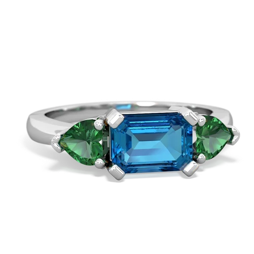 London Topaz Genuine London Blue Topaz with Lab Created Emerald and Genuine Black Onyx Three Stone ring Ring