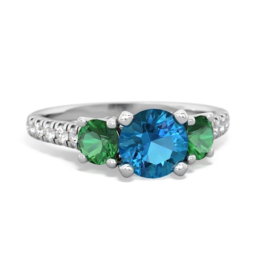 London Topaz Genuine London Blue Topaz with Lab Created Emerald and Genuine Black Onyx Pave Trellis ring Ring