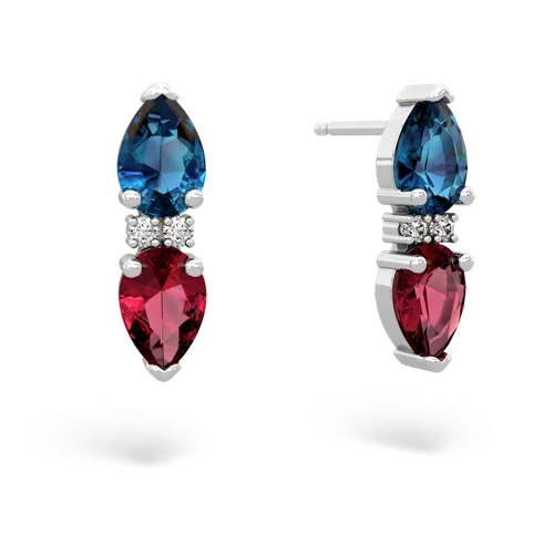 london topaz-lab ruby bowtie earrings