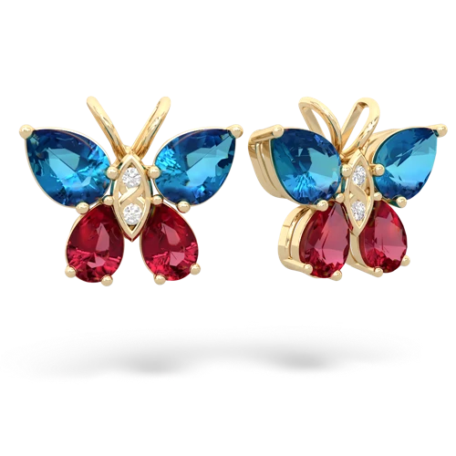 london topaz-lab ruby butterfly earrings