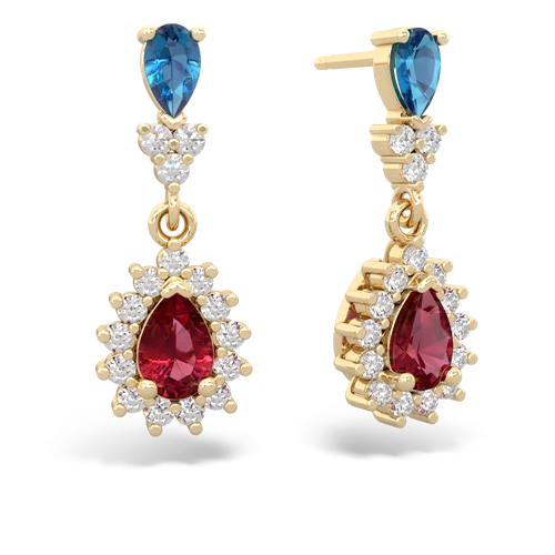 london topaz-lab ruby dangle earrings