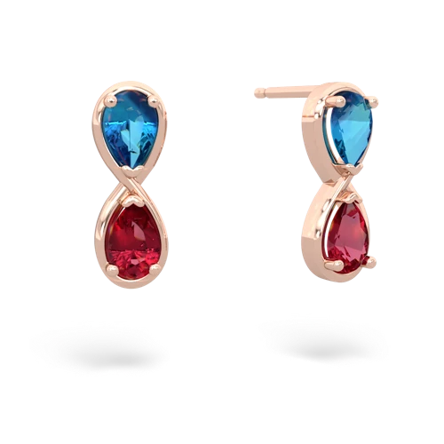london topaz-lab ruby infinity earrings