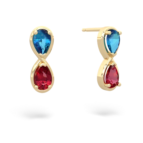 london topaz-lab ruby infinity earrings