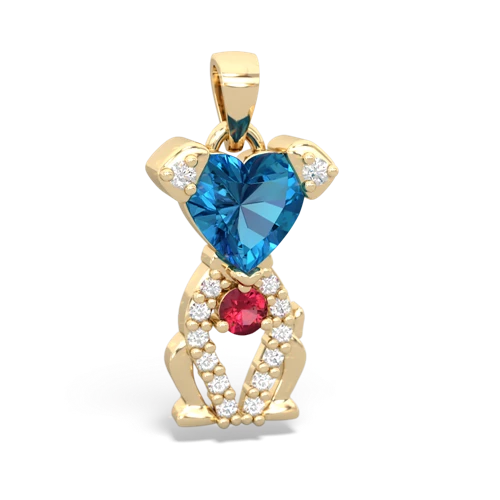 london topaz-lab ruby birthstone puppy pendant