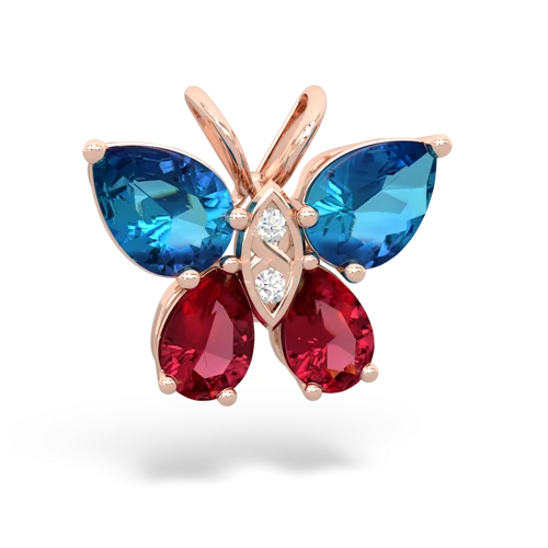 london topaz-lab ruby butterfly pendant