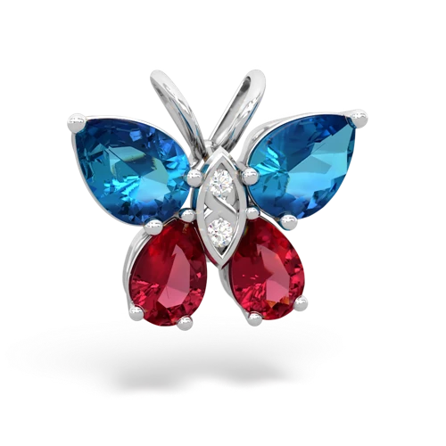 london topaz-lab ruby butterfly pendant