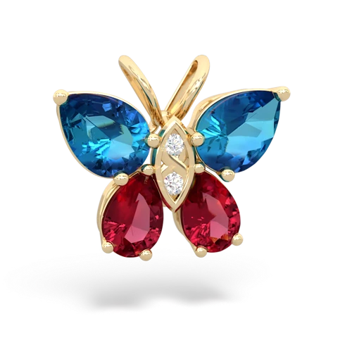 london topaz-lab ruby butterfly pendant