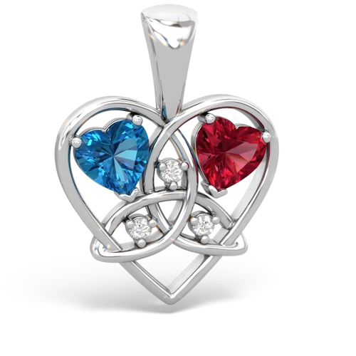 london topaz-lab ruby celtic heart pendant
