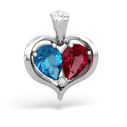 London Topaz Genuine London Blue Topaz with Lab Created Ruby Two Become One pendant Pendant