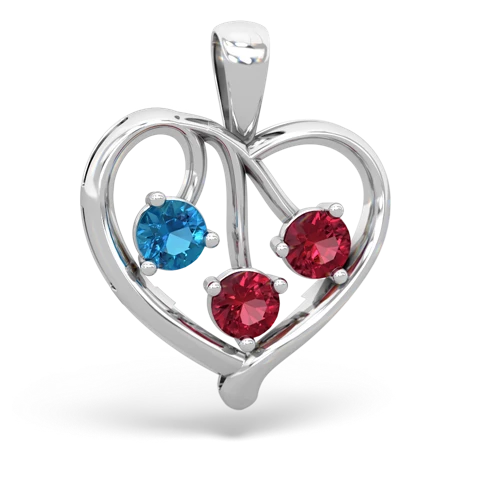 London Topaz Genuine London Blue Topaz with Lab Created Ruby and  Glowing Heart pendant Pendant