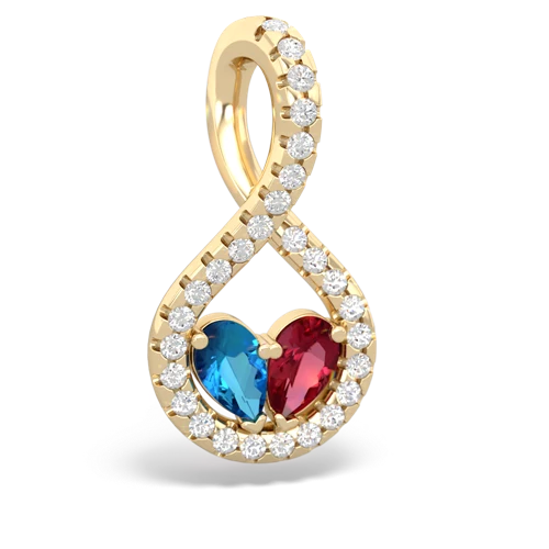 london topaz-lab ruby pave twist pendant