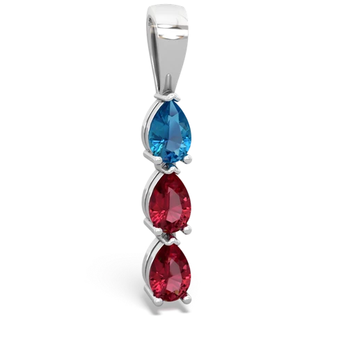 london topaz-lab ruby three stone pendant