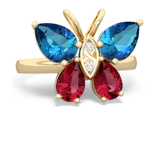 london topaz-lab ruby butterfly ring