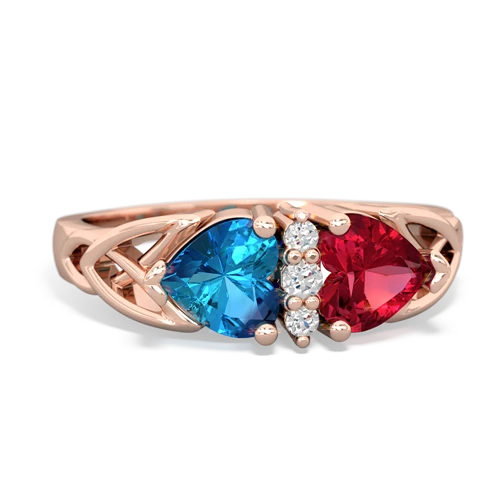 london topaz-lab ruby celtic ring