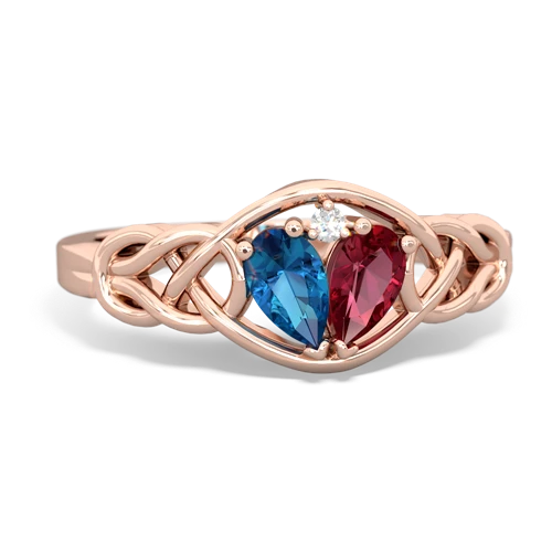 london topaz-lab ruby celtic knot ring