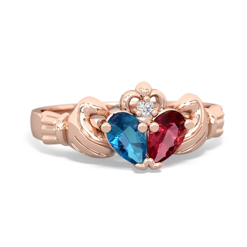 London Topaz Genuine London Blue Topaz with Lab Created Ruby Claddagh ring Ring