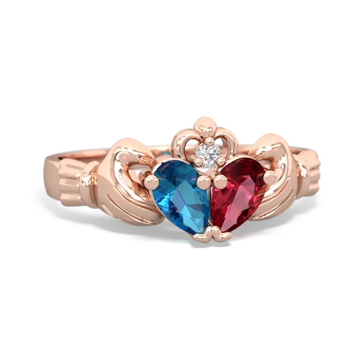 london topaz-lab ruby claddagh ring