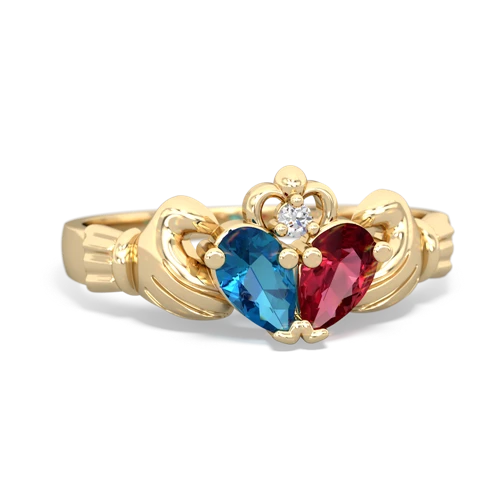 london topaz-lab ruby claddagh ring