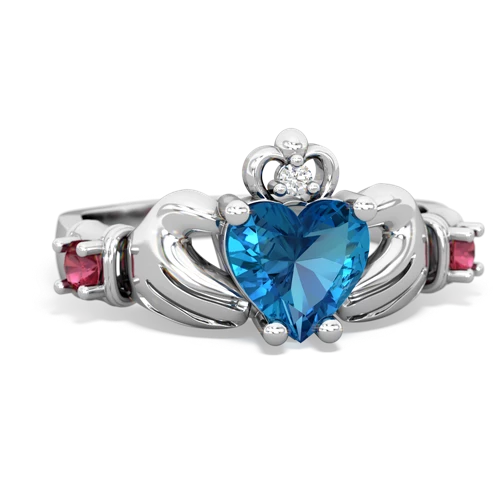 London Topaz Genuine London Blue Topaz with Lab Created Ruby and  Claddagh ring Ring