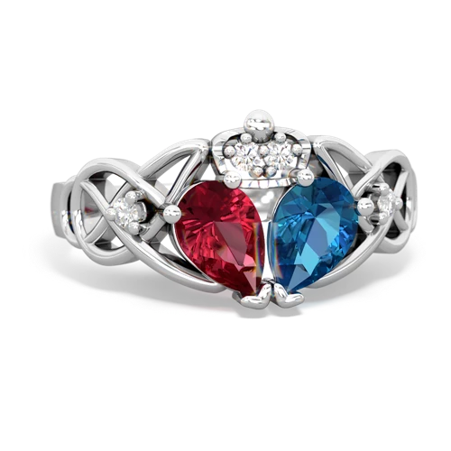 london topaz-lab ruby claddagh ring