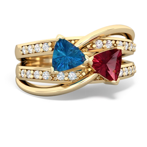 London Topaz Genuine London Blue Topaz with Lab Created Ruby Bowtie ring Ring