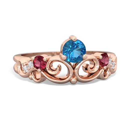 London Topaz Genuine London Blue Topaz with Lab Created Ruby and Lab Created Alexandrite Crown Keepsake ring Ring