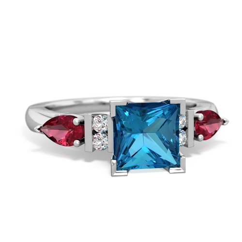 London Topaz Genuine London Blue Topaz with Lab Created Ruby and  Engagement ring Ring