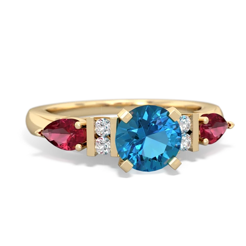 London Topaz Genuine London Blue Topaz with Lab Created Ruby and Lab Created Alexandrite Engagement ring Ring