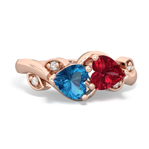 london topaz-lab ruby floral keepsake ring