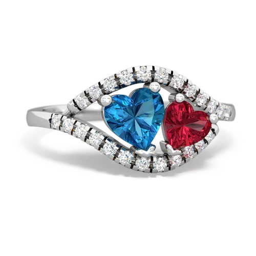 london topaz-lab ruby mother child ring