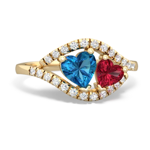 london topaz-lab ruby mother child ring