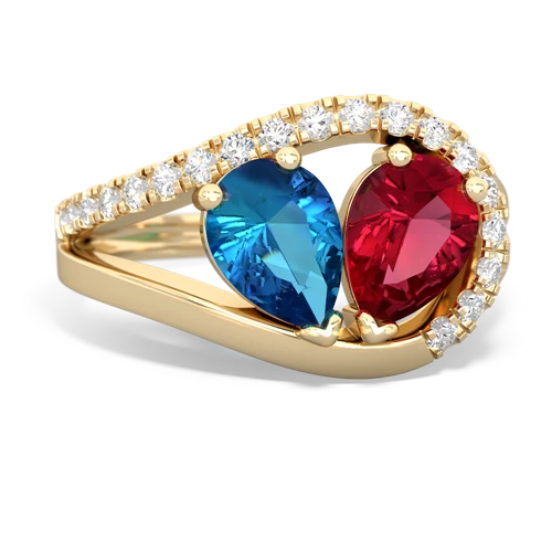 london topaz-lab ruby pave heart ring