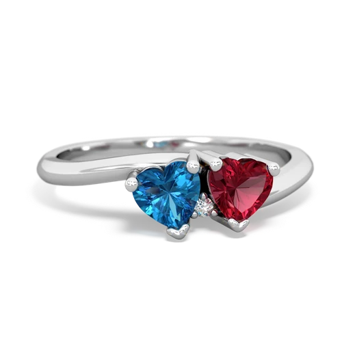 London Topaz Genuine London Blue Topaz with Lab Created Ruby Sweetheart's Promise ring Ring