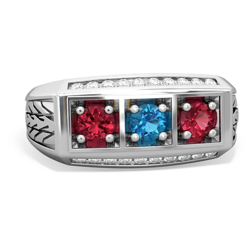 london topaz-lab ruby three stone ring