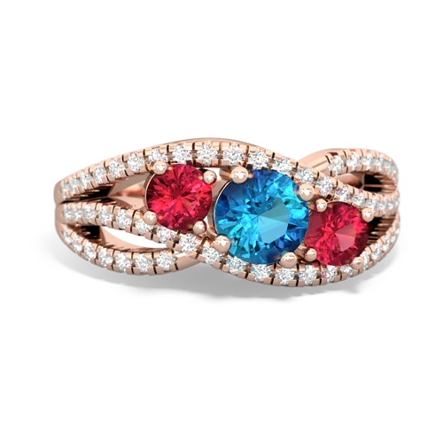 london topaz-lab ruby three stone pave ring