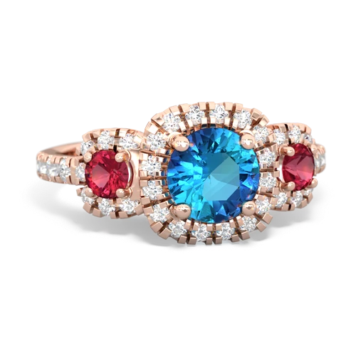 London Topaz Genuine London Blue Topaz with Lab Created Ruby and Lab Created Alexandrite Regal Halo ring Ring