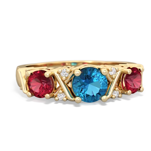 London Topaz Genuine London Blue Topaz with Lab Created Ruby and Lab Created Alexandrite Hugs and Kisses ring Ring