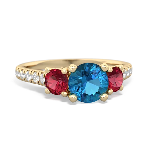 London Topaz Genuine London Blue Topaz with Lab Created Ruby and  Pave Trellis ring Ring