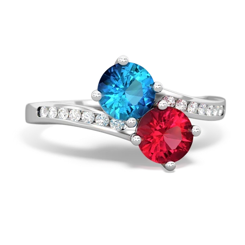 london topaz-lab ruby two stone channel ring