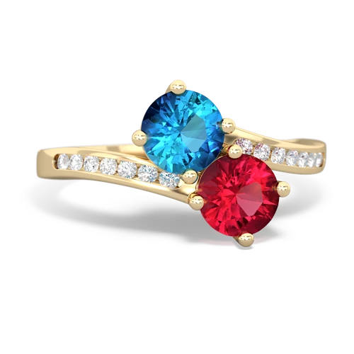 london topaz-lab ruby two stone channel ring