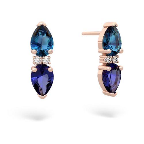 london topaz-lab sapphire bowtie earrings